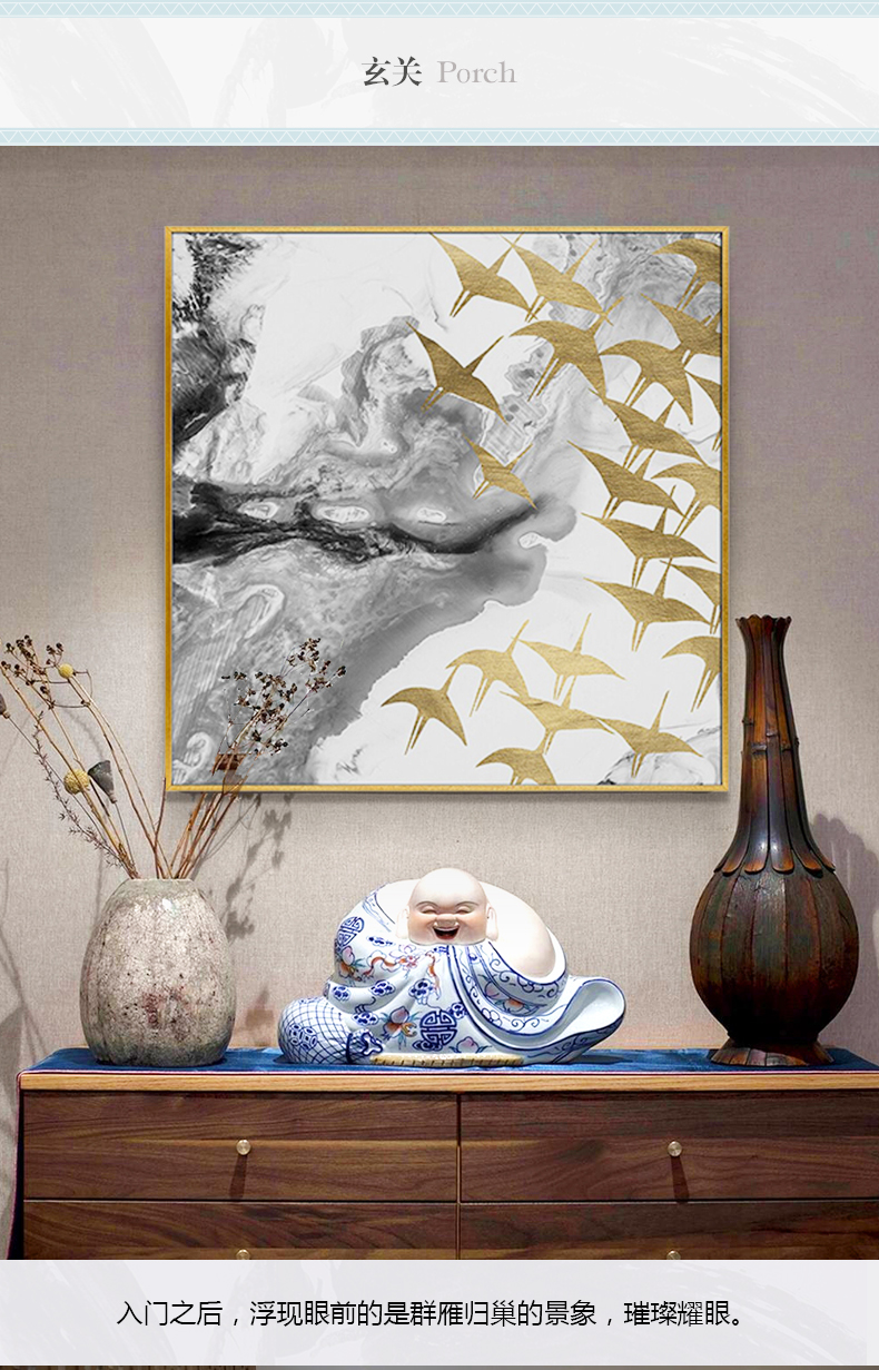 輕奢客廳臥室餐廳走廊玄關掛畫晶瓷畫 純手繪油畫 燕歸巢