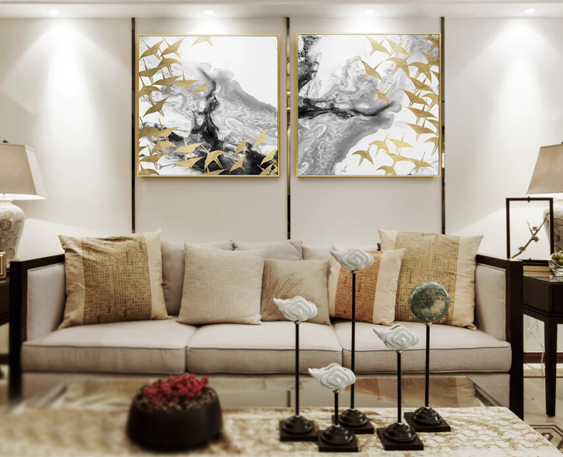 輕奢客廳臥室餐廳走廊玄關掛畫晶瓷畫 純手繪油畫 燕歸巢