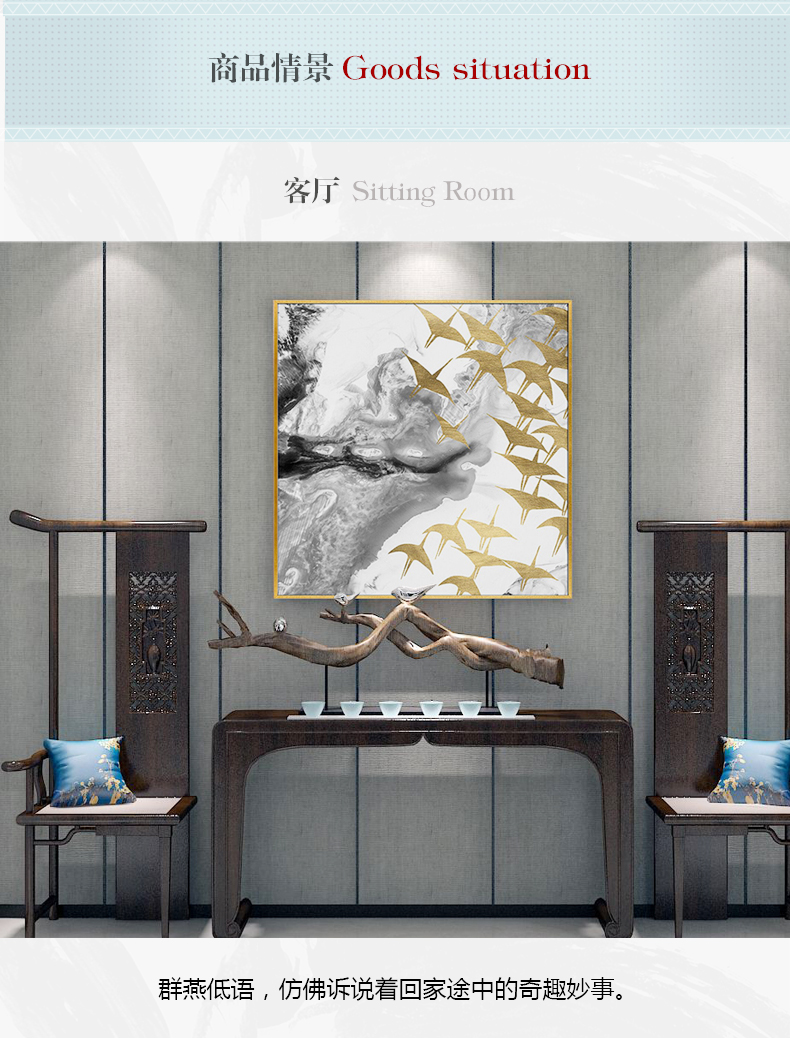 輕奢客廳臥室餐廳走廊玄關掛畫晶瓷畫 純手繪油畫 燕歸巢