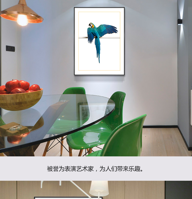 歐式輕奢動(dòng)物組合掛畫 臥室餐廳裝飾畫晶瓷畫  純手繪油畫 金剛鸚鵡