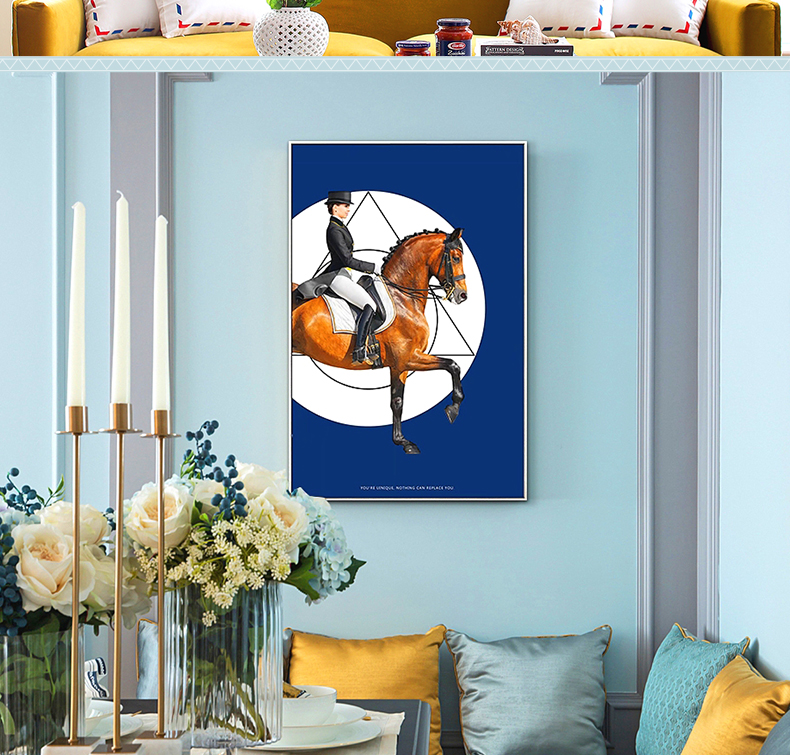 現(xiàn)代簡約客廳裝飾畫 歐式玄關(guān)走廊壁畫 法式晶瓷畫 純手繪油畫 馬背上的女子