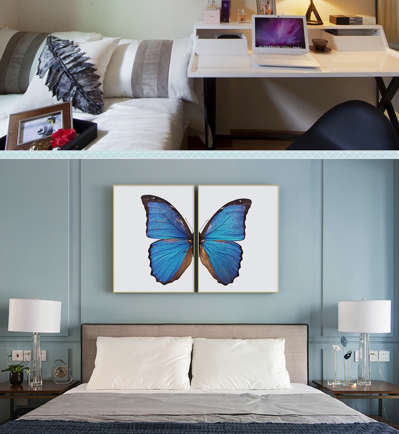 現(xiàn)代輕奢簡歐動物裝飾畫 餐廳蝴蝶標本鋁合金框晶瓷畫 純手繪油畫 蝶舞