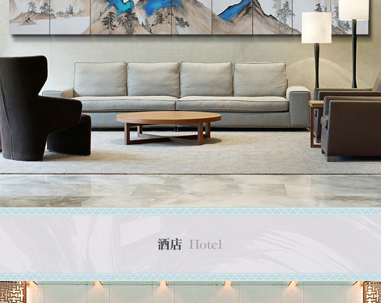 新中式會議室酒店山水風(fēng)景壁畫 大型高端定制巨幅手繪裝飾畫 南山