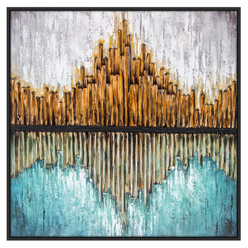 抽象客廳裝飾畫 臥室原創(chuàng)手繪實物畫 餐廳環(huán)保PS框掛畫 倒影