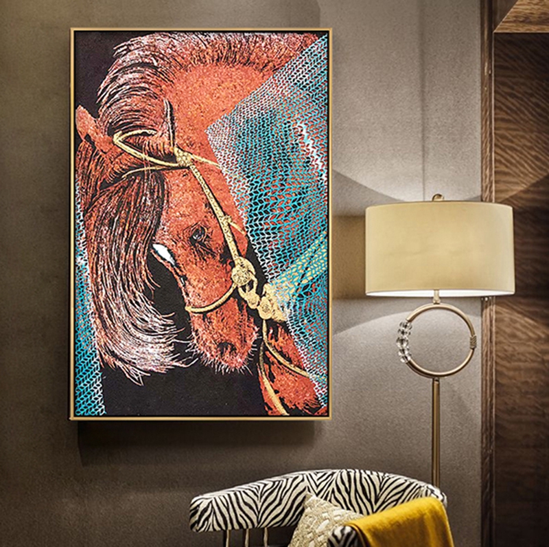 現(xiàn)代創(chuàng)意簡約客廳裝飾畫 臥室原創(chuàng)手繪砂巖立體畫 餐廳環(huán)保PS框掛畫 駿馬2