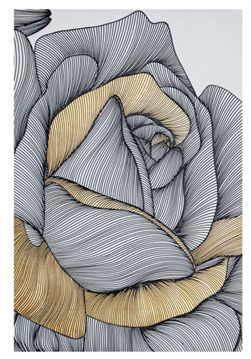 新中式客廳裝飾畫(huà) 餐廳原創(chuàng)純手繪線條畫(huà) 玄關(guān)環(huán)保PS框掛畫(huà) 花朵