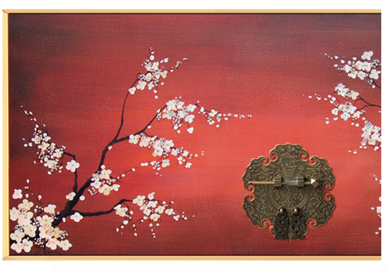 新中式客廳裝飾畫 餐廳原創(chuàng)實物畫 玄關(guān)環(huán)保PS框掛畫 梅花