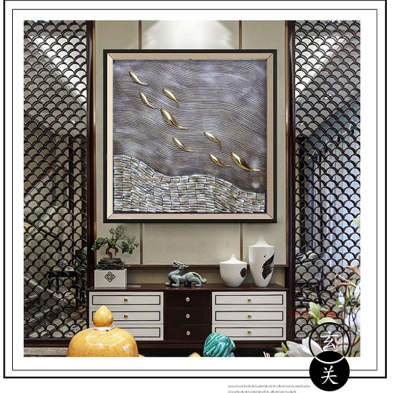 抽象客廳裝飾畫 餐廳原創(chuàng)實物畫 玄關環(huán)保PS框掛畫 逆流而上